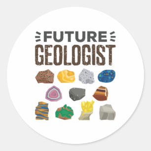Adesivo Redondo Geologista Futuro Rocha Gems