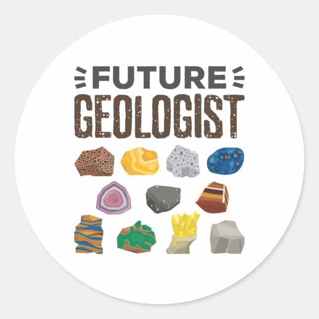 Adesivo Redondo Geologista Futuro Rocha Gems (Frente)