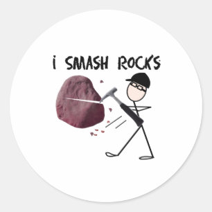 Adesivo Redondo Geólogo Stickman "I Smash Rocks"
