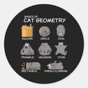 Adesivo Redondo Geometria De Gato Presentes Engraçados De Gato Par