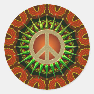 Adesivo Redondo Geometria Floral do Peace Batik