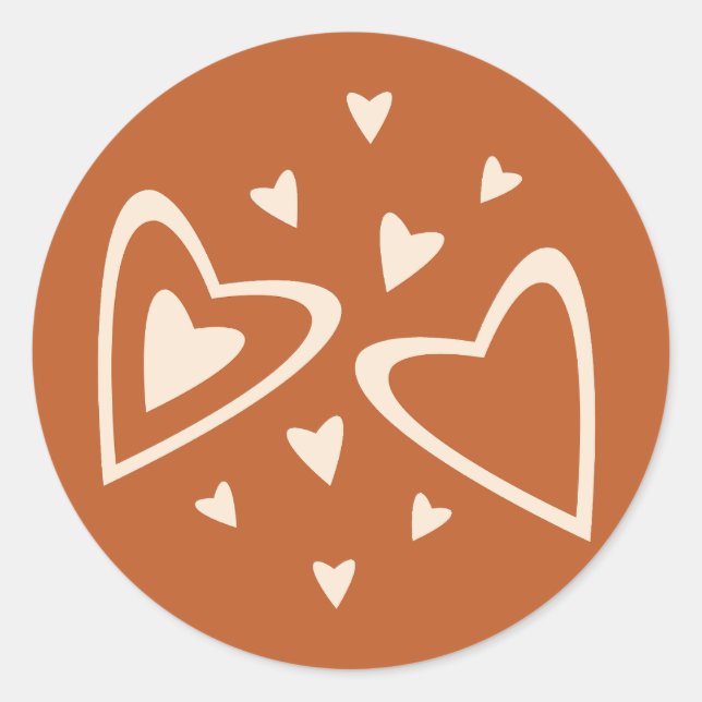 Adesivo Redondo Geometria no Amor - creme sobre ocrato vermelho -  (Frente)