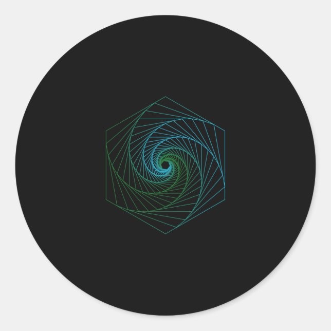Adesivo Redondo Geometria Sagrada - Azul LineArt e Verde (Frente)