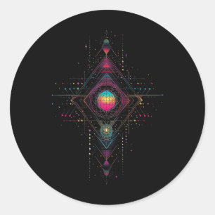 Adesivo Redondo Geometria Sagrada Cubo de Metatron Yoga Espiritual