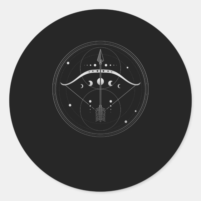 Adesivo Redondo Geometria Sagrada De Arco E Seta (Frente)