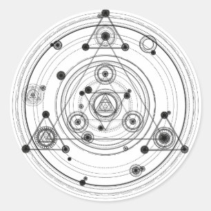 Adesivo Redondo Geometria sagrada e design de alquimia geométrica