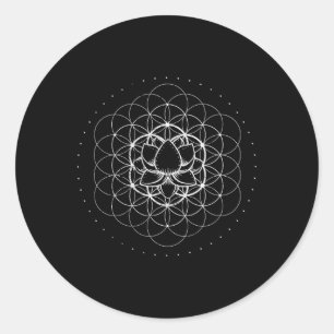 Adesivo Redondo Geometria Sagrada Flor Da Vida Yoga Lótus Dmt Mand