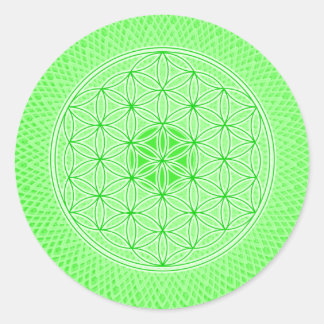 Adesivo Redondo Geometria Sagrada Psicodélica Verde Brilhante Mand