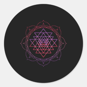 Adesivo Redondo Geometria Sagrada Sri Yantra Yoga Lotus Dala Psy G