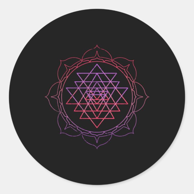 Adesivo Redondo Geometria Sagrada Sri Yantra Yoga Lotus Dala Psy G (Frente)