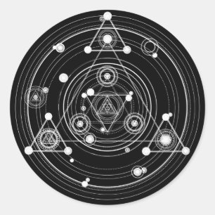 Adesivo Redondo Geometria sagrado do estilo oculto escuro