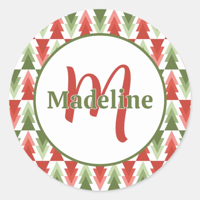 Adesivo Redondo Geometric Christmas Tree Grove (Frente)