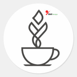 Adesivo Redondo Geometric Steam Coffee Cup – Minimalist Te