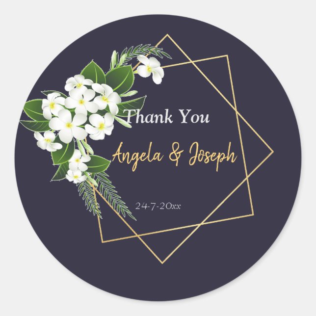 Adesivo redondo geométrico do Marinho Elegante Clá (Frente)