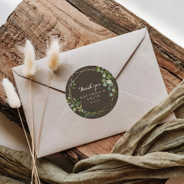 Adesivo Redondo Geométrico Dourado Brown Obrigado Pelo Favor Do Ca