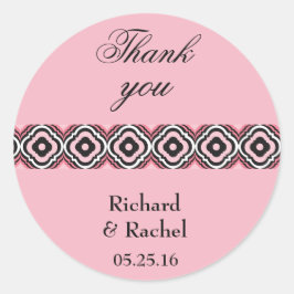 Adesivo Redondo Geométrico Moderno Rosa Muito Obrigado