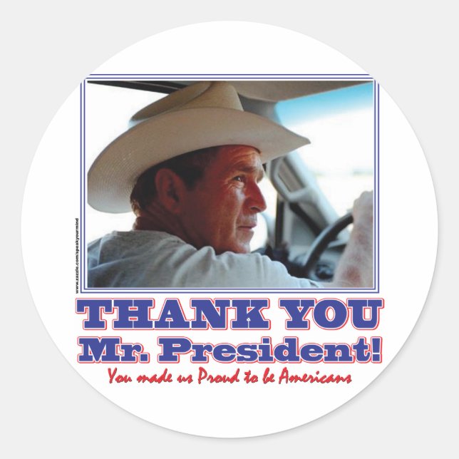 Adesivo Redondo George Bush/Obrigado! (Frente)