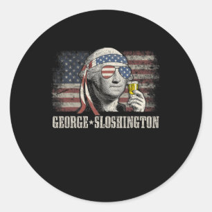 Adesivo Redondo George Sloshington Washington Funny 4 De Julho