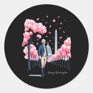 Adesivo Redondo George Washington Cherry Blossom Art Washington
