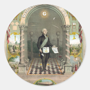 Adesivo Redondo George Washington como Freemason