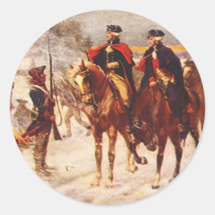 Adesivo Redondo George Washington e Lafayette na forja do vale