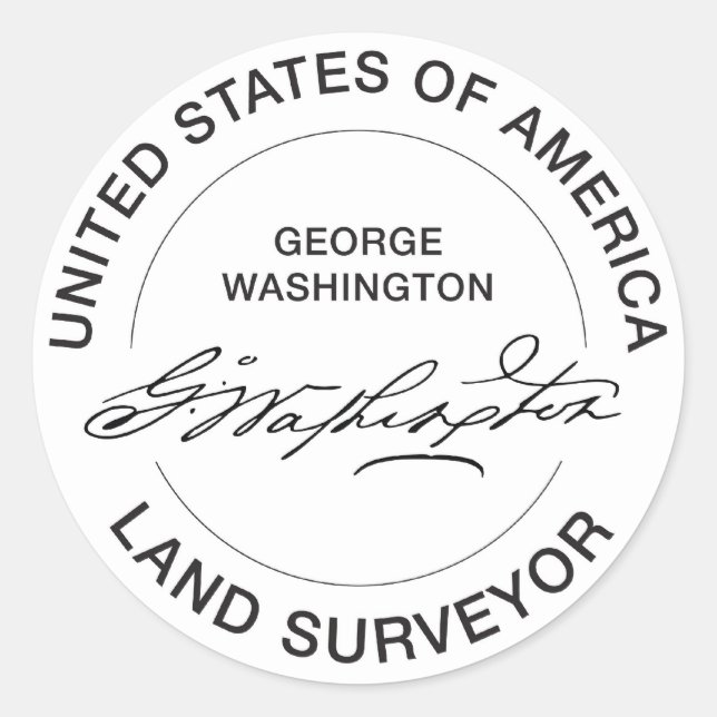 Adesivo Redondo George Washington EUA Land Surveyor Seal (Frente)