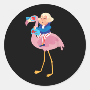Adesivo Redondo George Washington Flamingo 4 de julho American Fl