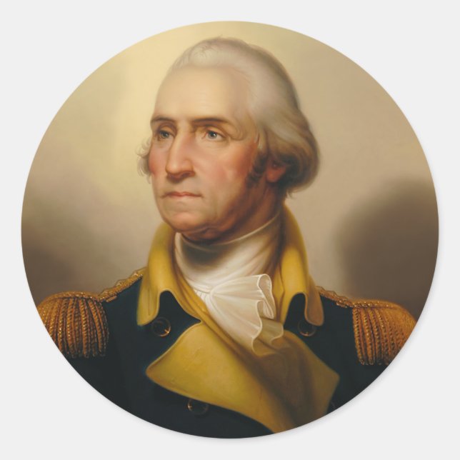 Adesivo Redondo George Washington, Primeiro Presidente dos EUA (Frente)