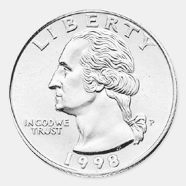 Adesivo Redondo George Washington Quarter Dollar (Frente)