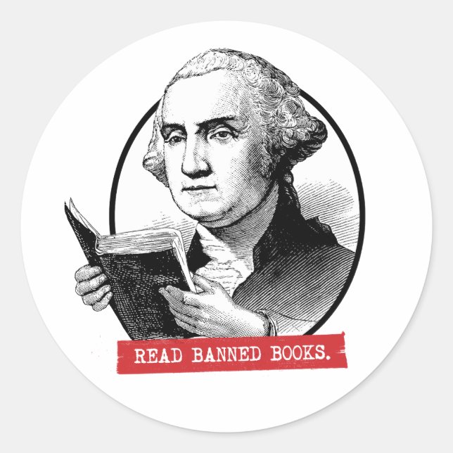 Adesivo Redondo George Washington Reads Livros Banidos (Frente)