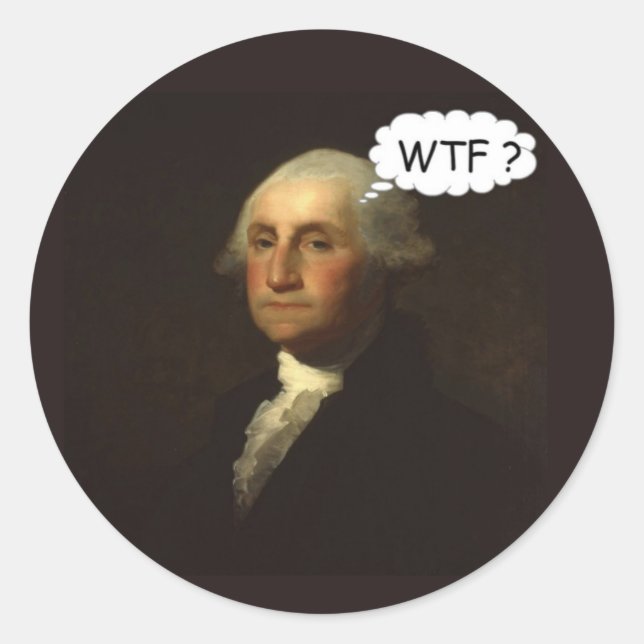 Adesivo Redondo George Washington tecendo seu Grave Engraçado (Frente)