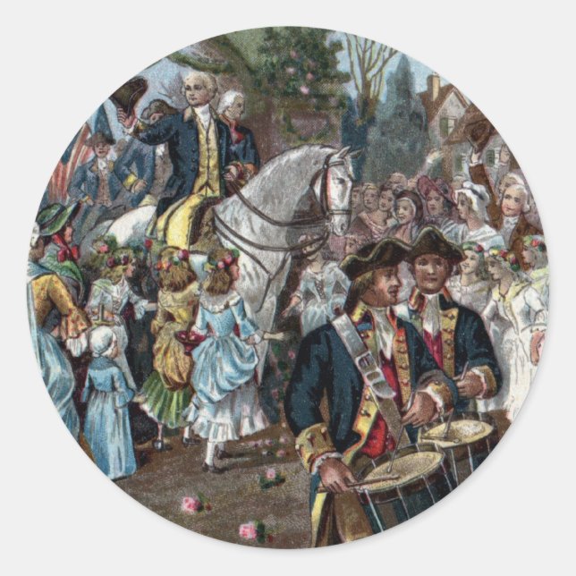 Adesivo Redondo George Washington volta para Trenton (Frente)