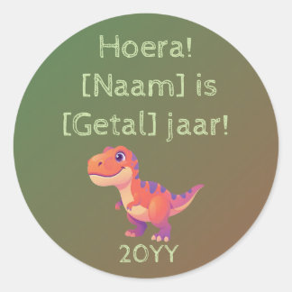 Adesivo Redondo Gepersonaliseerde Dino Sticker – T-Rex met Naam