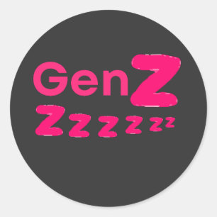 Adesivo Redondo Geração Zzzzz – Humor Sonolento da Geração Z