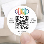 Adesivo Redondo Gerador de códigos QR e seu Promocional comercial<br><div class="desc">Compartilhe qualquer site com logotipo personalizado e adesivos QR redondos de código digitalizáveis. Para criar seu próprio código QR usando o gerador, basta digitar o URL do site no modelo. Toda a redação é simples de personalizar ou excluir, e as cores e fontes são fáceis de mudar com a ferramenta...</div>