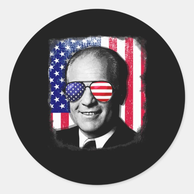 Adesivo Redondo Gerald Ford Us Flag 4 De Julho (Frente)