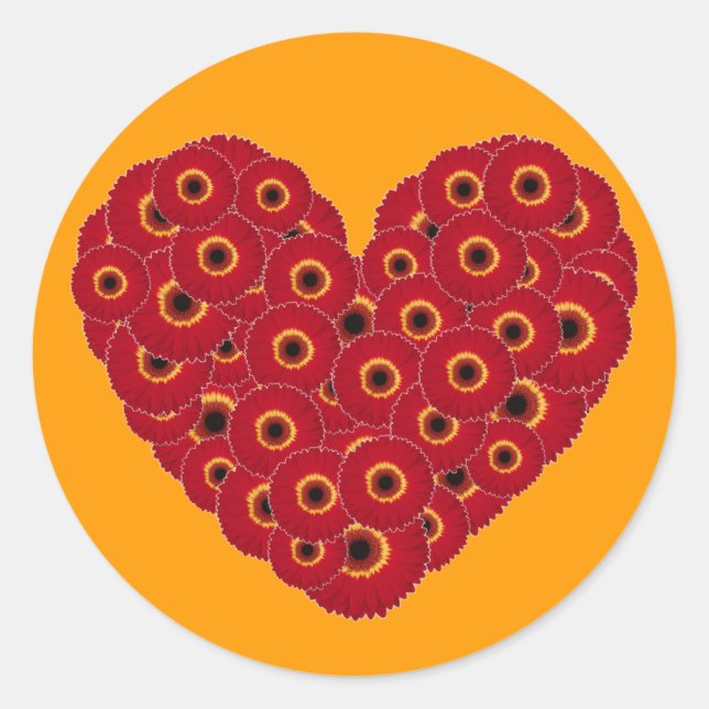 Adesivo Redondo Gerber Daisy Heart (Frente)