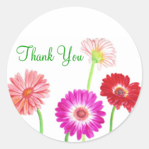 Adesivo Redondo Gerbera Daisies Sticker
