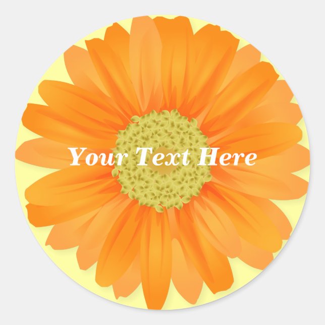 Adesivo Redondo Gerbera Daisy Yellow & Orange Customizable Sticker (Frente)