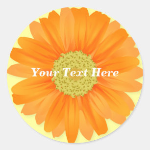 Adesivo Redondo Gerbera Daisy Yellow & Orange Customizable Sticker