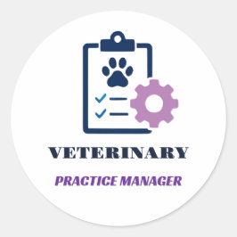 Adesivo Redondo 🩺 Gerente de Clínica Veterinária Equipe 🩺
