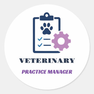 Adesivo Redondo 🩺 Gerente de Clínica Veterinária Equipe 🩺