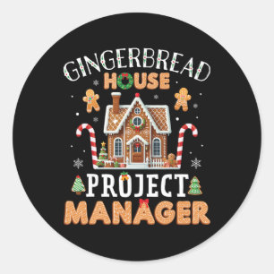 Adesivo Redondo Gerente de Projeto de Casa de Gingerbread Cookie K