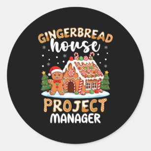 Adesivo Redondo Gerente de Projeto de Casa de Gingerbread Natal Co