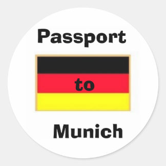 Adesivo Redondo german_flag_stickers, Passaporte para Munique
