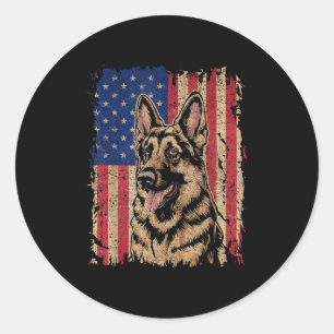Adesivo Redondo German shepherd 4 De Julho, Independência Patrióti