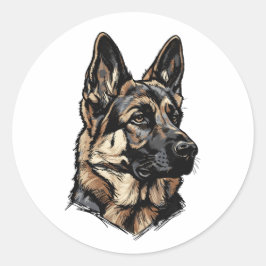 Adesivo Redondo German Shepherd Art