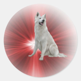 Adesivo Redondo German shepherd branco