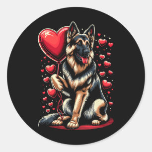 Adesivo Redondo German shepherd Cachorro Dia de os namorados Propr