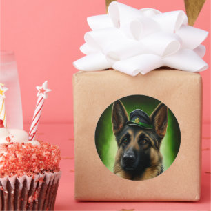 Adesivo Redondo German shepherd Cachorro na Rua.